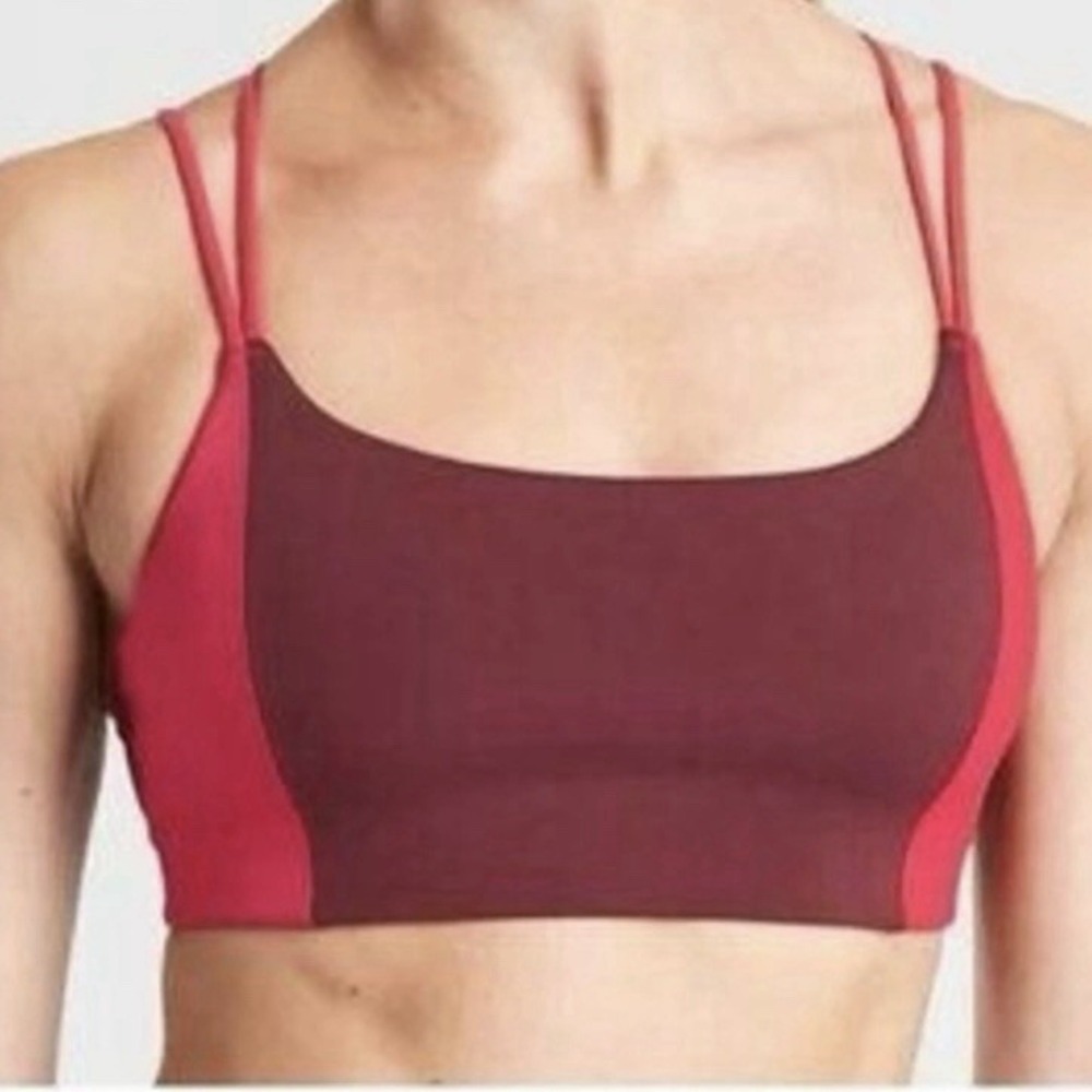 Athleta Built In Bra InPowervita Sports Bra Workout Tank Red Maroon Medium